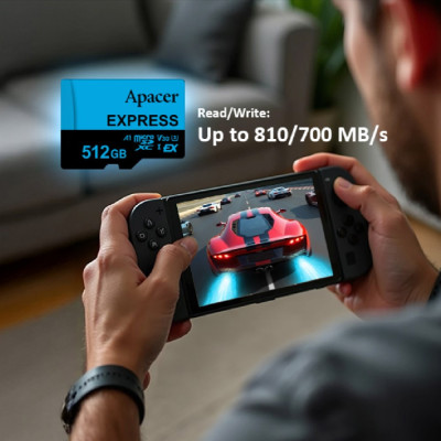 Карта пам'яті microSDXC  (UHS-1 U3) Apacer Express 512Gb class 10 V30 A1  Read/Write:810/700 MB/sec (Compatible with Nintendo Switch 2)