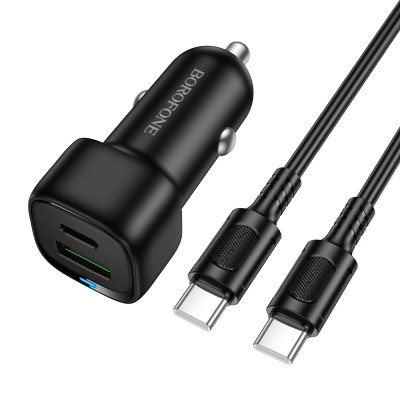 Автомобільний зарядний пристрій BOROFONE BZ34B Cloud PD38W(1C1A) car charger set(C to C) Black Автомобільний зарядний пристрій BOROFONE BZ34B Cloud PD38W(1C1A) car charger set(C to C) Black