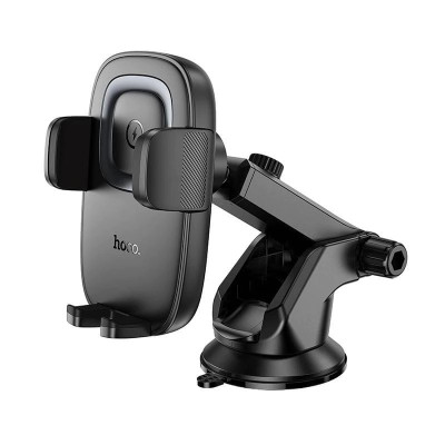 Автотримач для телефона з БЗП HOCO HW32 Crown push-type wireless charging car holder (center console) Black Metal Gray Автотримач для телефона з БЗП HOCO HW32 Crown push-type wireless charging car holder (center console) Black Metal Gray