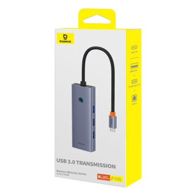 USB-хаб Baseus UltraJoy Series 5-Port HUB Space Grey（Type-C to USB3.0*3+RJ45*1+PD*1）
