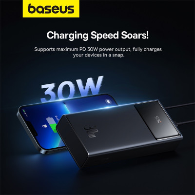 Зовнішній акумулятор Baseus Star-Lord Digital Display Fast Charging Power Bank 30000mAh 30W Cluster Black（With Simple Series Charging Cable USB to Typ