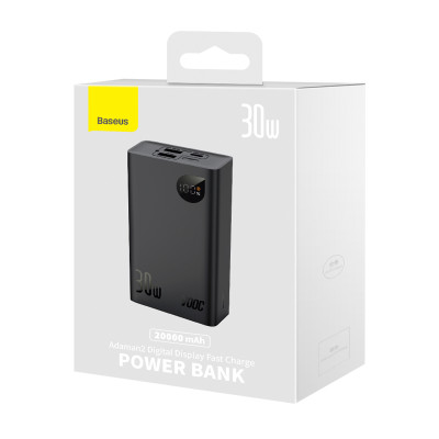 Зовнішній акумулятор Baseus Adaman2 Digital Display Fast Charge Power Bank 20000mAh 30W （VOOC Edition） Black