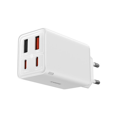 Мережевий зарядний пристрій з кабелем Baseus GaN6 Pro Fast Charger 2C+2U 65W  EU Moon White((With:Mini White Cable C to C 100W(20V/5A) 1m White）