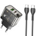 Мережевий зарядний пристрій з кабелем HOCO N34 Dazzling dual-port PD20W+QC3.0 charger set(Type-C to Type-C) Transparent Black
