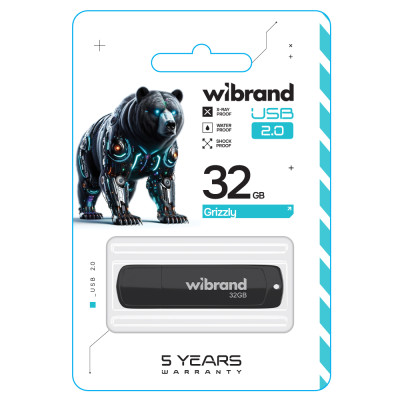 Флеш-накопичувач Wibrand USB 2.0 Grizzly 32Gb Black Флеш-накопичувач Wibrand USB 2.0 Grizzly 32Gb Black