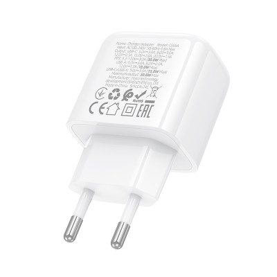 Мережевий зарядний пристрій HOCO CS55A Surplus PD30W+QC3.0 charger White Мережевий зарядний пристрій HOCO CS55A Surplus PD30W+QC3.0 charger White