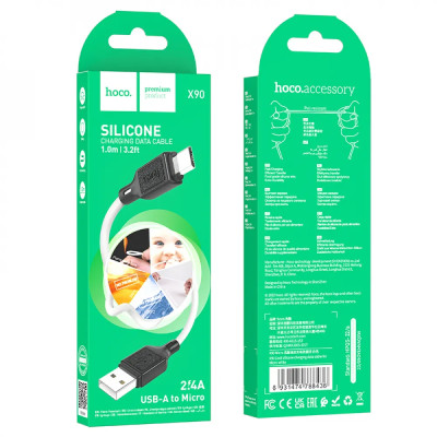Кабель HOCO X90 Cool silicone charging data cable for Micro White Кабель HOCO X90 Cool silicone charging data cable for Micro White