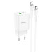 Мережевий зарядний пристрій з кабелем HOCO N28 Founder PD20W+QC3.0 charger set(C to iP) White