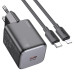 Мережевий зарядний пристрій з кабелем HOCO N40 Mighty single port PD20W charger set(C to iP) Black