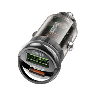 Автомобільний зарядний пристрій HOCO Z53A Vision PD30W+QC3.0 car charger Transparent Black Автомобільний зарядний пристрій HOCO Z53A Vision PD30W+QC3.0 car charger Transparent Black