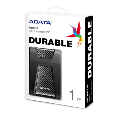 Зовнішній жорсткий диск PHD External 2.5'' ADATA USB 3.1 DashDrive Durable HD650 1TB Black Зовнішній жорсткий диск PHD External 2.5'' ADATA USB 3.1 DashDrive Durable HD650 1TB Black