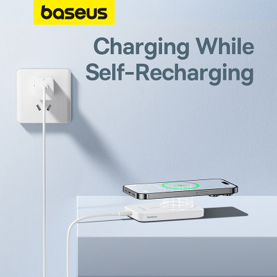Зовнішній акумулятор Baseus Magnetic Mini Wireless Fast Charge Power Bank 5000mAh 20W Stellar White(With Simple Series Charging Cable Type-C to Typ Зовнішній акумулятор Baseus Magnetic Mini Wireless Fast Charge Power Bank 5000mAh 20W Stellar White(With Simple Series Charging Cable Type-C to Typ