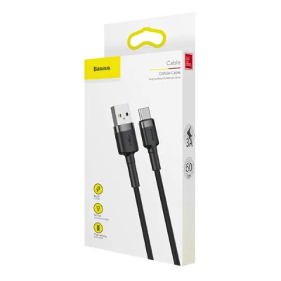 Кабель Baseus Cafule Cable USB For Type-C 3A 0.5m Gray+Black Кабель Baseus Cafule Cable USB For Type-C 3A 0.5m Gray+Black