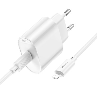 Мережевий зарядний пристрій з кабелем HOCO C109A(PD20W) Fighter single port PD20W charger set(C to iP) White Мережевий зарядний пристрій з кабелем HOCO C109A(PD20W) Fighter single port PD20W charger set(C to iP) White