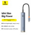 USB-хаб Baseus UltraJoy Series 5-Port HUB AIR Space Grey（Type-C to HDMI4K@60Hz*1+USB3.0*2+PD*1+RJ45*1）
