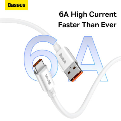 Кабель Baseus Superior Series Fast Charging Data Cable USB to Type-C 100W 1.5m Moon White Кабель Baseus Superior Series Fast Charging Data Cable USB to Type-C 100W 1.5m Moon White
