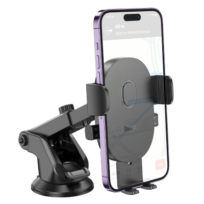 Автотримач для телефона HOCO H19 Mighty one-button car holder(center console) Black Автотримач для телефона HOCO H19 Mighty one-button car holder(center console) Black