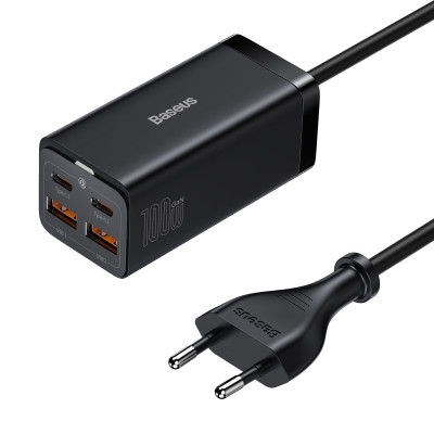 Мережевий зарядний пристрій Baseus GaN3 Pro Desktop Fast Charger 2U+2C 100W EU Black Мережевий зарядний пристрій Baseus GaN3 Pro Desktop Fast Charger 2U+2C 100W EU Black