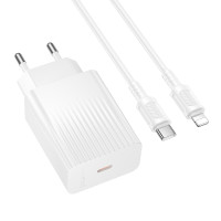Мережевий зарядний пристрій з кабелем BOROFONE BAS73A Source single port PD20W charger set (C to iP) (EU) White Мережевий зарядний пристрій з кабелем BOROFONE BAS73A Source single port PD20W charger set (C to iP) (EU) White