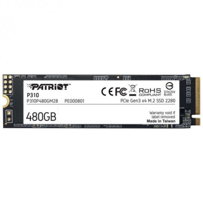 Накопичувач SSD M.2 Patriot P310 480GB NVMe 2280 PCIe 3.0x4 3D NAND TLC