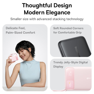 Зовнішній акумулятор Baseus EnerFill FC11 Digital Display Power Bank with Dual Built-in Cables 10000mAh 22.5W Cosmic Black