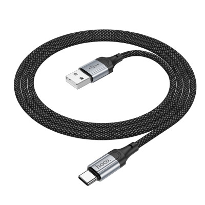 Кабель HOCO X102 USB to Type-C 3A, 1m, nylon, aluminum connectors, Black Кабель HOCO X102 USB to Type-C 3A, 1m, nylon, aluminum connectors, Black