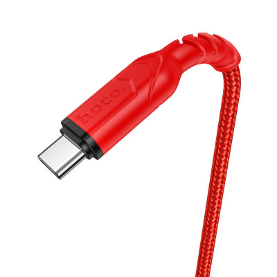 Кабель HOCO X59 USB to Type-C 3A, 1m, nylon, TPE connectors, Red Кабель HOCO X59 USB to Type-C 3A, 1m, nylon, TPE connectors, Red