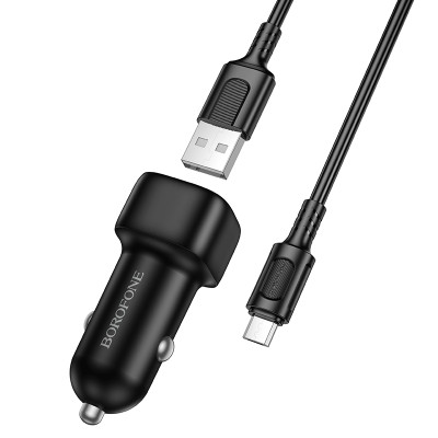 Автомобільний зарядний пристрій BOROFONE BZ34 Cloud single port QC3.0 car charger set(Micro) Black Автомобільний зарядний пристрій BOROFONE BZ34 Cloud single port QC3.0 car charger set(Micro) Black