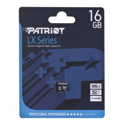 Карта пам'яті microSDHC (UHS-1) Patriot LX Series 16Gb class 10