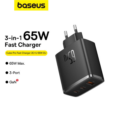 Мережевий зарядний пристрій Baseus Cube Pro Fast Charger 2C+U 65W EU Cluster Black