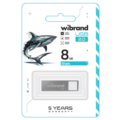 Флеш-накопичувач Wibrand USB 2.0 Shark 8Gb Silver Флеш-накопичувач Wibrand USB 2.0 Shark 8Gb Silver