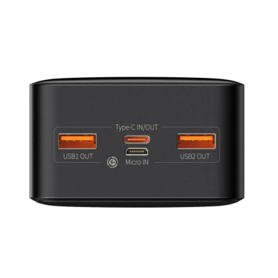 Зовнішній акумулятор Baseus Bipow Digital Display Power bank 30000mAh 20W Black