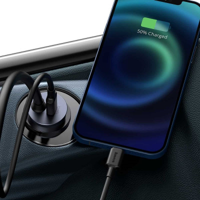 Автомобільний зарядний пристрій Baseus Share Together PPS multi-port Fast charging with extension cord 120W 2U+2C Gray
