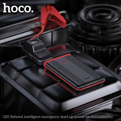 Автомобільний пуско-зарядний пристрій HOCO QS5 Refined intelligent emergency start-up power bank (6000mAh) Black