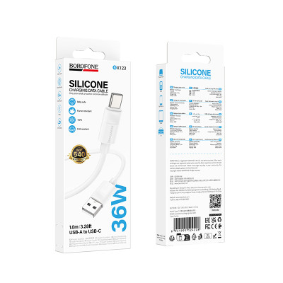 Кабель BOROFONE BX123 Leya silicone charging data cable Type-C White Кабель BOROFONE BX123 Leya silicone charging data cable Type-C White