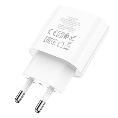 Мережевий зарядний пристрій з кабелем HOCO C94A Metro single port PD20W charger set(Type-C to Type-C) White