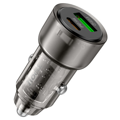Автомобільний зарядний пристрій HOCO Z52 Spacious PD38W (1C1A) car charger Transparent Black Автомобільний зарядний пристрій HOCO Z52 Spacious PD38W (1C1A) car charger Transparent Black