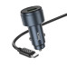 Автомобільний зарядний пристрій HOCO Z57B Glorious 63W dual-port digital display PD45W+QC3.0 car charger set (C to C) Metal Gray