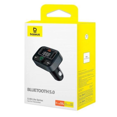 АЗП з FM-модулятором Baseus S-09 Lite Series Car FM Transmitter Cluster Black