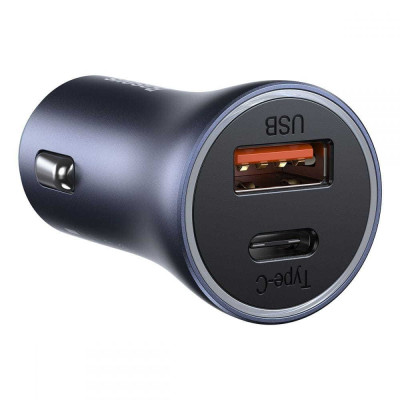 Автомобільний зарядний пристрій Baseus Golden Contactor Pro Dual Quick Charger Car Charger U+C 40W Dark Gray