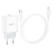 Мережевий зарядний пристрій з кабелем HOCO C104A Stage single port PD20W charger set (C to iP)(EU) White Мережевий зарядний пристрій з кабелем HOCO C104A Stage single port PD20W charger set (C to iP)(EU) White