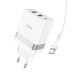 Мережевий зарядний пристрій HOCO N21 Pro Tourer PD30W (2A1C) charger set(Type-C to Type-C) White Мережевий зарядний пристрій HOCO N21 Pro Tourer PD30W (2A1C) charger set(Type-C to Type-C) White