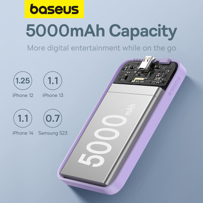 Зовнішній акумулятор Baseus Magnetic Mini Wireless Fast Charge Power Bank 5000mAh 20W Nebula Purple Зовнішній акумулятор Baseus Magnetic Mini Wireless Fast Charge Power Bank 5000mAh 20W Nebula Purple