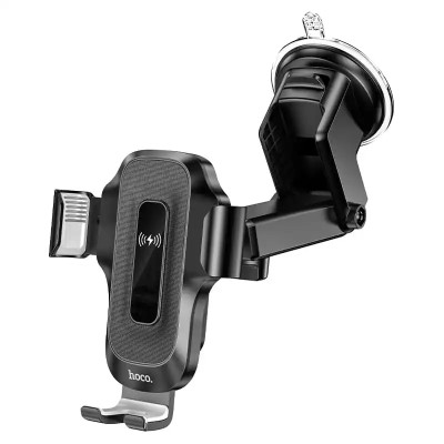 Автотримач для телефона з БЗП HOCO HW3 Wise automatic induction wireless fast charging car holder(center console) Black