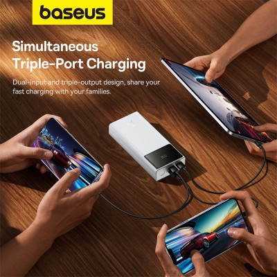 Зовнішній акумулятор Baseus Star-Lord Digital Display Fast Charging Power Bank 30000mAh 30W Moon White（With Simple Series Charging Cable USB to Type-C
