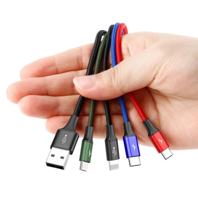 Кабель Baseus Fast 4-in-1 Cable For iP+Type-C(2)+Micro 3.5A 1.2m Black Кабель Baseus Fast 4-in-1 Cable For iP+Type-C(2)+Micro 3.5A 1.2m Black