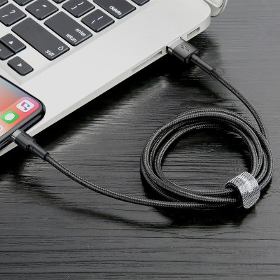 Кабель Baseus Cafule Cable USB For Lightning 2.4A 0.5m Gray+Black Кабель Baseus Cafule Cable USB For Lightning 2.4A 0.5m Gray+Black