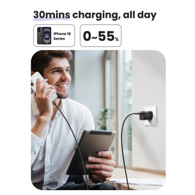 Мережевий зарядний пристрій UGREEN X513 30W USB-C GaN Fast Charger EU Black Мережевий зарядний пристрій UGREEN X513 30W USB-C GaN Fast Charger EU Black