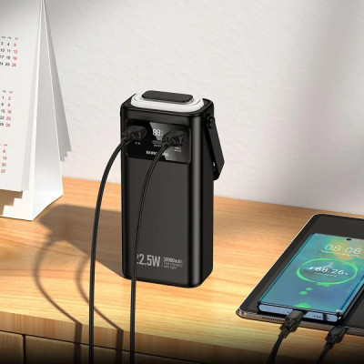 Зовнішній акумулятор BOROFONE BJ65 High 22.5W+PD20W+four-cables power bank(30000mAh) Black