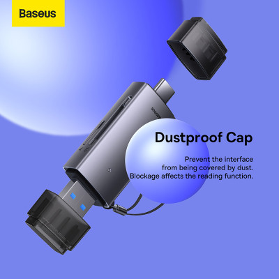 USB-хаб Baseus Lite Series USB-A & Type-C  to SD/TF Card Reader  Grey